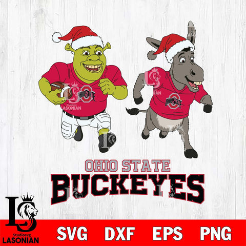 Ohio State Buckeyes Shrek and Donkey Football Cricut,Christmas SVG DXF EPS PNG FILE, NCAA Digital Download,Instant Download, Silhouette