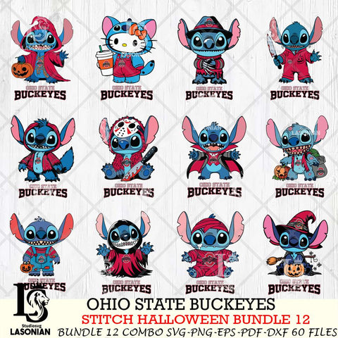 Ohio State Buckeyes Stitch Horror Bundle 12 SVG Svg Eps Dxf Png File, NCAA svg, Digital Download, Instant Download