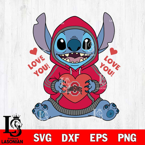 Ohio State Buckeyes Stitch Love You File Cut, NCAA SVG DXF EPS PNG FILE, Digital Download , Criucut , Silhouette