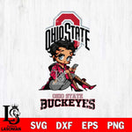Ohio State Buckeyes Style Black Fan Girl Betty Boop, Svg Eps Dxf Png File, Digital Download
