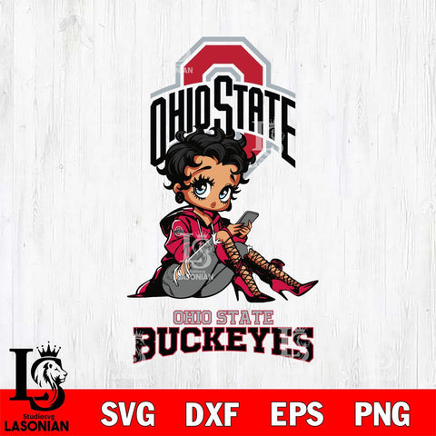 Ohio State Buckeyes Style Black Fan Girl Betty Boop, Svg Eps Dxf Png File, Digital Download