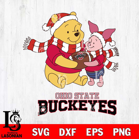 Ohio State Buckeyes Winnie the Pooh & Piglet Football Cricut,Christmas SVG DXF EPS PNG FILE, NCAA Digital Download,Instant Download, Silhouette