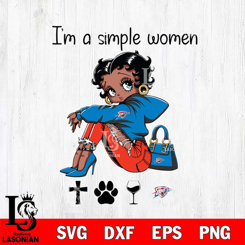 Oklahoma City Thunder Betty Boop Black Fan I Am Simple Women Svg Eps Dxf Png File, Digital Download