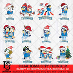 Oklahoma City Thunder Bluey Christmas NBA Bundle 12 Cricut , Christmas Svg , Bluey svg , Digital Download, dxf eps png pdf file