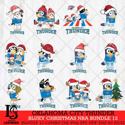 Oklahoma City Thunder Bluey Christmas NBA Bundle 12 Cricut , Christmas Svg , Bluey svg , Digital Download, dxf eps png pdf file