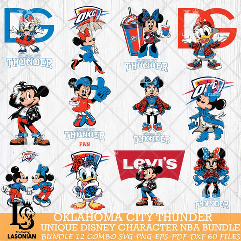 Oklahoma City Thunder Disney character NBA Bundle 12 Svg Eps Dxf Png File, Digital Download, Instant Download