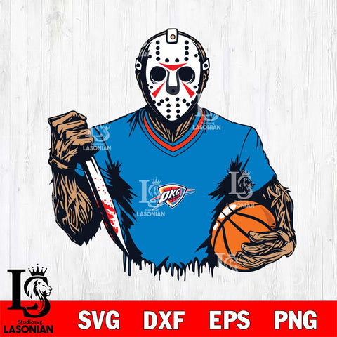 Oklahoma City Thunder Jason Voorhees Horror 5 Svg Eps Dxf Png File, NBA svg, Digital Download, Instant Download