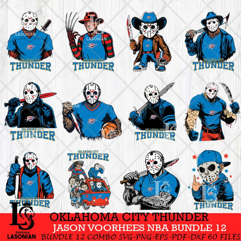 Oklahoma City Thunder Jason Voorhees NBA Bundle 12 SVG Eps Dxf Png File, Bundle NBA svg, Digital Download, Instant Download