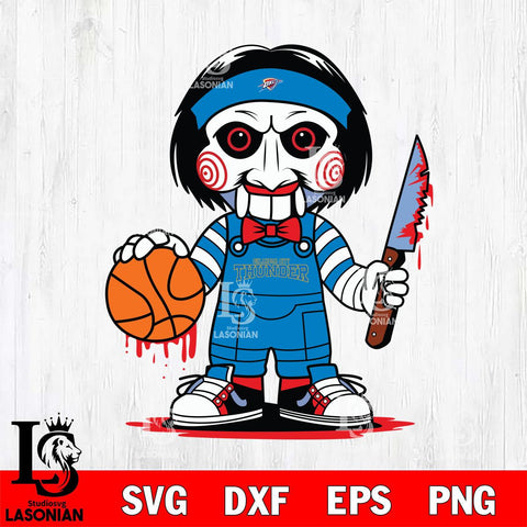 Oklahoma City Thunder Jigsaw Horror basketball SVG DXF EPS PNG FILE, NBA File Cut,Halloween Digital Download,Instant Download, Silhouette