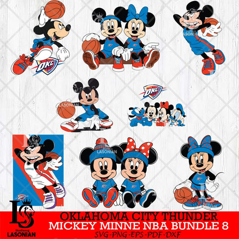 Oklahoma City Thunder  Mickey Minne NBA Bundle 8 SVG Svg Eps Dxf Png File, NBA svg, Digital Download, Instant Download
