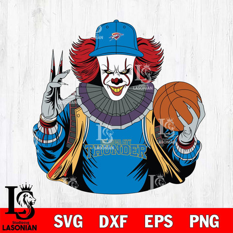 Oklahoma City Thunder Pennywise Horror basketball SVG DXF EPS PNG FILE, NBA File Cut,Halloween Digital Download,Instant Download, Silhouette