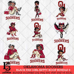 Oklahoma Sooners Black Fan Girl Betty Boop Bundle 9, Svg Eps Dxf Png File, Digital Download