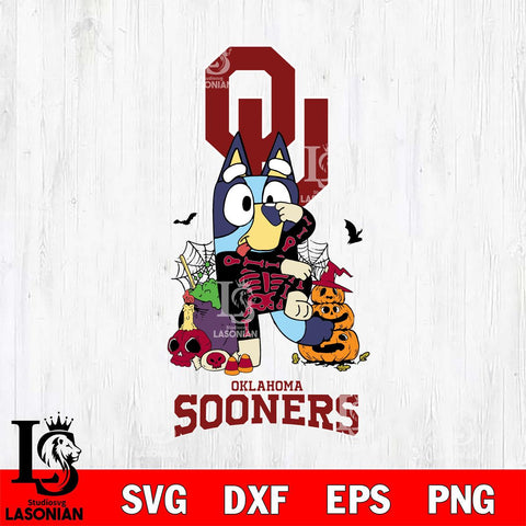 Oklahoma Sooners Bluey Halloween NCAA 2 Svg Eps Dxf Png File, Digital Download, Instant Download