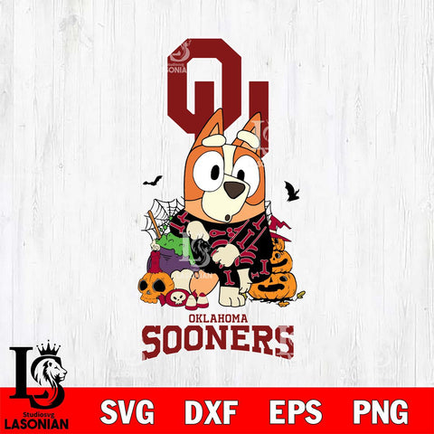 Oklahoma Sooners Bluey Halloween NCAA Svg Eps Dxf Png File, Digital Download, Instant Download