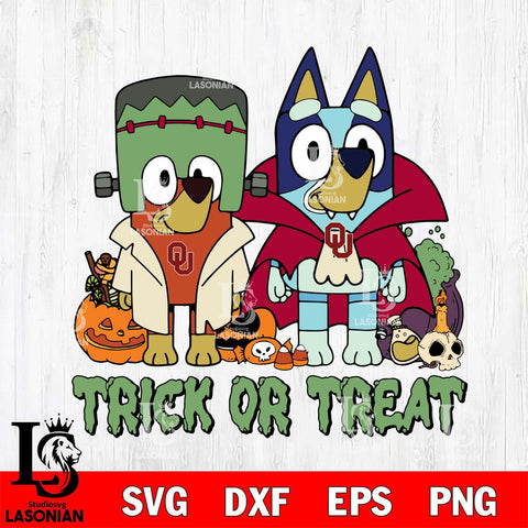 Oklahoma Sooners Bluey Halloween Trick or Treat Svg Eps Dxf Png File, Digital Download, Instant Download