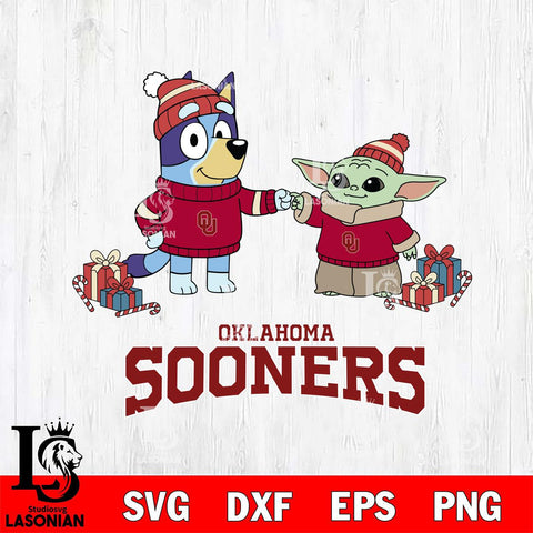 Oklahoma Sooners Bluey With Yoda Christmas File Cut, NCAA SVG DXF EPS PNG FILE, Digital Download,Instant Download, Silhouette