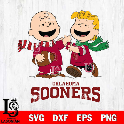 Oklahoma Sooners Charlie Brown & Linus Football Cricut,Christmas SVG DXF EPS PNG FILE, NCAA Digital Download,Instant Download, Silhouette