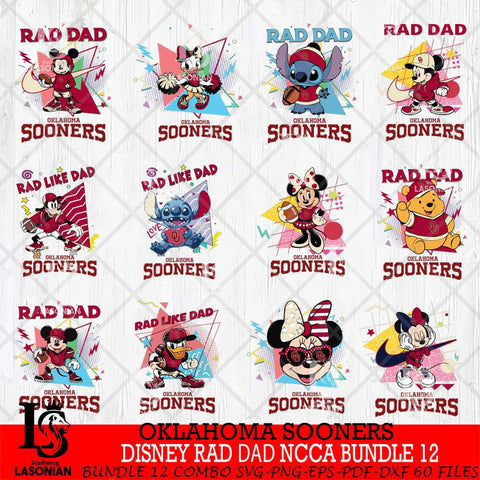Oklahoma Sooners Disney Rad Dad NCAA Bundle 12 SVG DXF EPS PNG FILE, BUNDLE NCAA Disney Father day File Cut,Digital Download,Instant Download,Disney Svg Files