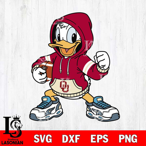 Oklahoma Sooners Donald Duck Disney Christmas File Cut, NCAA SVG DXF EPS PNG FILE, Digital Download , Criucut , Silhouette