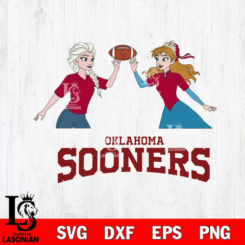 Oklahoma Sooners Elsa & Anna Football Cricut,Christmas SVG DXF EPS PNG FILE, NCAA Digital Download,Instant Download, Silhouette