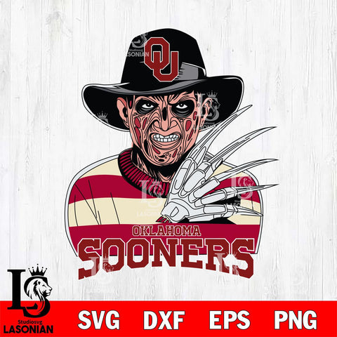 Oklahoma Sooners Freddy Krueger Horror Halloween Svg Eps Dxf Png File, NCAA svg, Digital Download, Instant Download