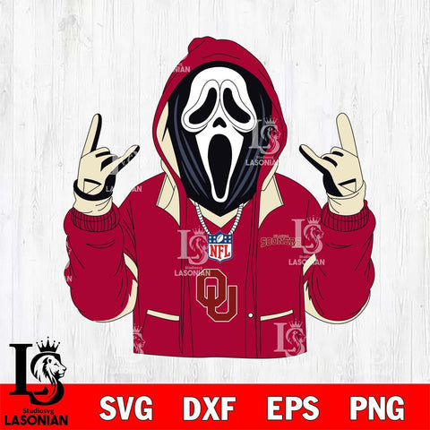 Oklahoma Sooners Ghostface Scream Football Halloween Svg Eps Dxf Png File, NCAA svg, Digital Download, Instant Download