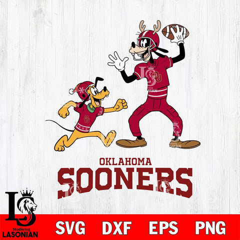 Oklahoma Sooners Goofy & Pluto Football Cricut,Christmas SVG DXF EPS PNG FILE, NCAA Digital Download,Instant Download, Silhouette