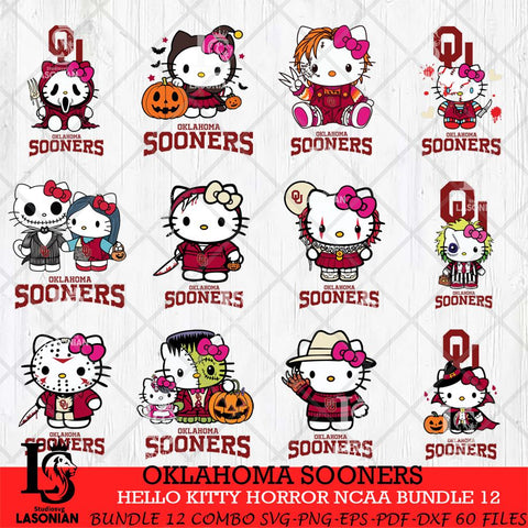 Oklahoma Sooners Hello Kitty Horror NCAA Bundle 12 SVG Svg Eps Dxf Png File, Digital Download