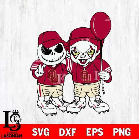 Oklahoma Sooners Jack Skellington And Pennywise Football Svg Eps Dxf Png File, NCAA svg, Digital Download, Instant Download