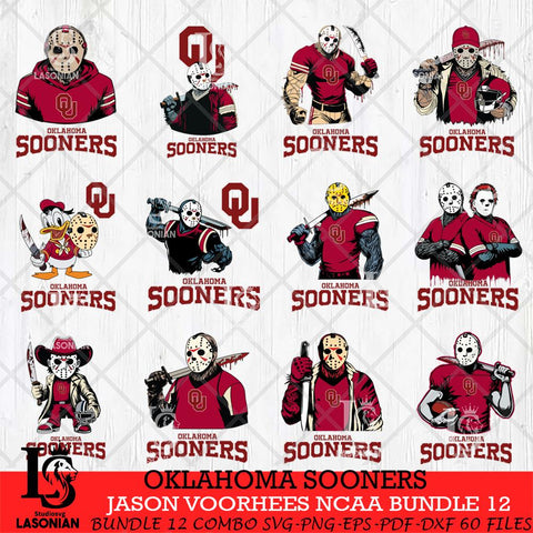 Oklahoma Sooners Jason Voorhees NCAA Bundle 12 SVG Svg Eps Dxf Png File, Digital Download