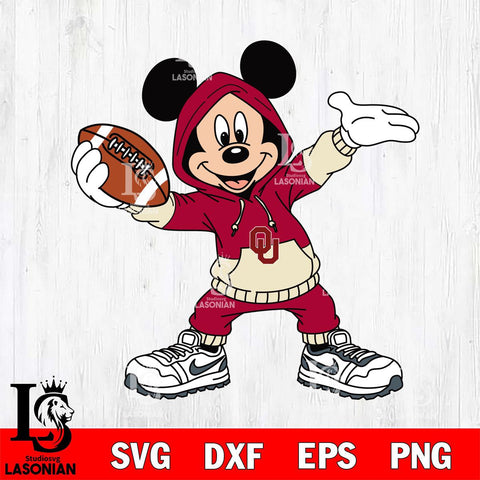 Oklahoma Sooners Mickey Disney Football Christmas File Cut, NCAA SVG DXF EPS PNG FILE, Digital Download , Criucut , Silhouette