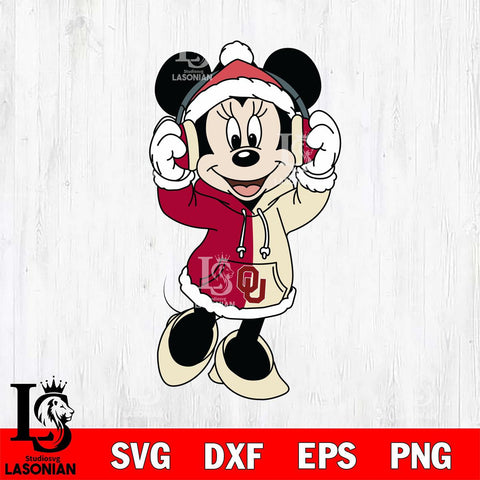 Oklahoma Sooners Minnie Mouse Disney Football Christmas File Cut, NCAA SVG DXF EPS PNG FILE, Digital Download , Criucut , Silhouette