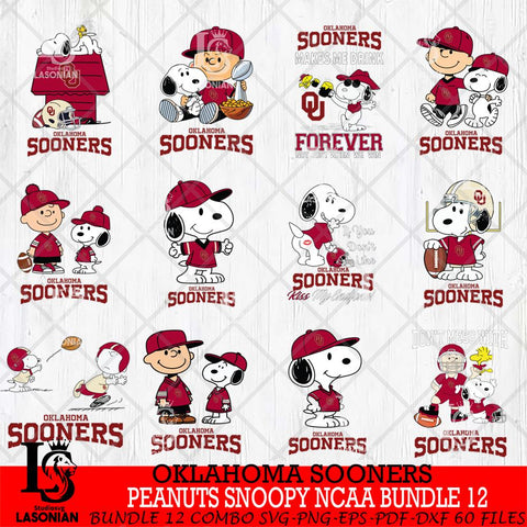 Oklahoma Sooners Peanuts Snoopy Player NCAA Bundle 12 SVG DXF EPS PNG FILE,Snoopy File Cut, bundle NCAA Digital Download,Instant Download, Silhouette