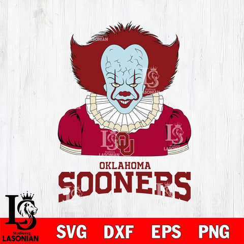 Oklahoma Sooners Pennywise Horror Sport 5 Svg Eps Dxf Png File, Digital Download
