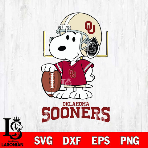 Oklahoma Sooners Snoopy Player Football SVG DXF EPS PNG FILE,Snoopy File Cut, NCAA Digital Download,Instant Download,Christmas Silhouette