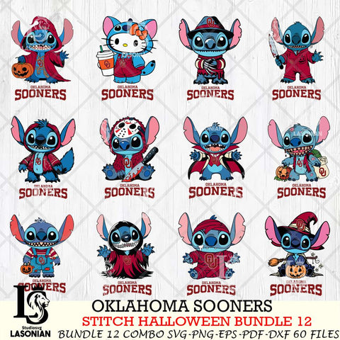Oklahoma Sooners Stitch Horror Bundle 12 SVG Svg Eps Dxf Png File, NCAA svg, Digital Download, Instant Download