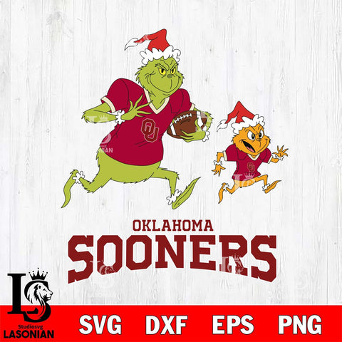 Oklahoma Sooners The Grinch & Max Football Cricut,Christmas SVG DXF EPS PNG FILE, NCAA Digital Download,Instant Download, Silhouette