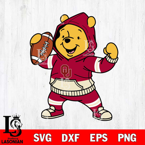 Oklahoma Sooners Winnie The Pooh Disney Football Christmas File Cut, NCAA SVG DXF EPS PNG FILE, Digital Download , Criucut , Silhouette