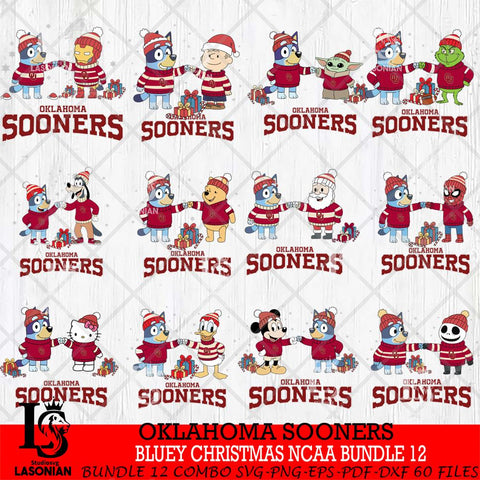 Oklahoma Sooners  Bluey friends christmas NCAA Bundle File Cut,Bundle NCAA SVG DXF EPS PNG FILE, Digital Download,Instant Download, Silhouette