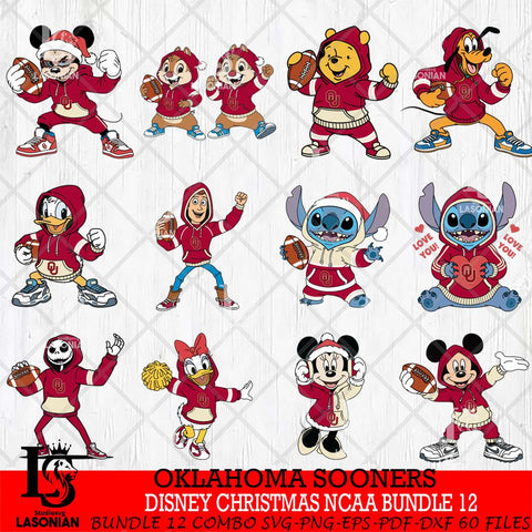 Oklahoma Sooners  Disney christmas NCAA Bundle File Cut, Bundle NCAA SVG DXF EPS PNG FILE, Digital Download , Criucut , Silhouette