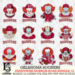 Oklahoma Sooners  Pennywise Horror NCAA Bundle 12 SVG Svg Eps Dxf Png File, Digital Download