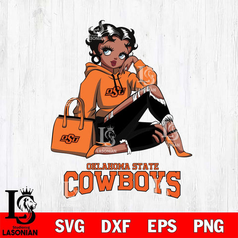 Oklahoma State Cowboys Awesome Black Fan Girl Betty Boop, Svg Eps Dxf Png File, Digital Download