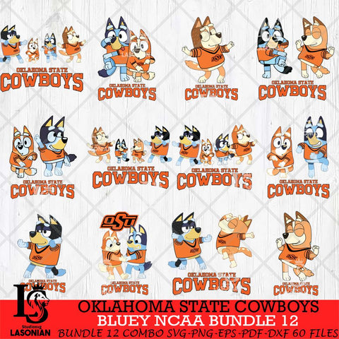 Oklahoma State Cowboys Bluey Dace Mode NCAA Bundle 12 SVG Eps Dxf Png File, Digital Download, Instant Download