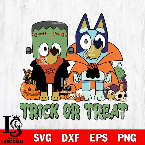 Oklahoma State Cowboys Bluey Halloween Trick or Treat Svg Eps Dxf Png File, Digital Download, Instant Download
