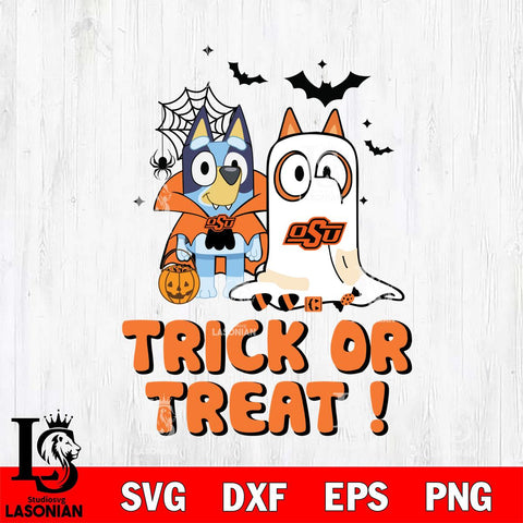 Oklahoma State Cowboys Bluey Trick or Treat Halloween Svg Eps Dxf Png File, Digital Download, Instant Download