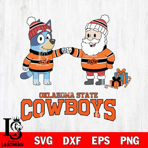 Oklahoma State Cowboys Bluey With Satan Christmas File Cut, NCAA SVG DXF EPS PNG FILE, Digital Download,Instant Download, Silhouette