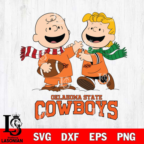 Oklahoma State Cowboys Charlie Brown & Linus Football Cricut,Christmas SVG DXF EPS PNG FILE, NCAA Digital Download,Instant Download, Silhouette