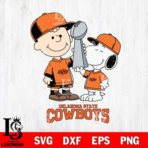 Oklahoma State Cowboys Charlie Brown and Snoopy Champions Svg Eps Dxf Png File, NCAA svg , Digital Download , Instant Download, Cricut File