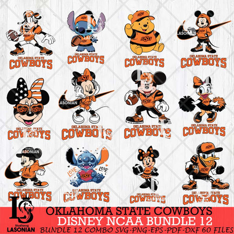 Oklahoma State Cowboys Disney NCAA Bundle Svg PNG 12 Svg Eps Dxf Png File, Digital Download