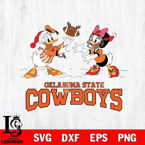Oklahoma State Cowboys Donald Duck & Daisy Duck Football Cricut,Christmas SVG DXF EPS PNG FILE, NCAA Digital Download,Instant Download, Silhouette